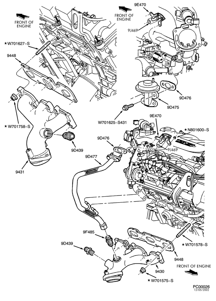 90.1 - 6 CYL. 3.0L - DOHC-Manifold installation - exhaust