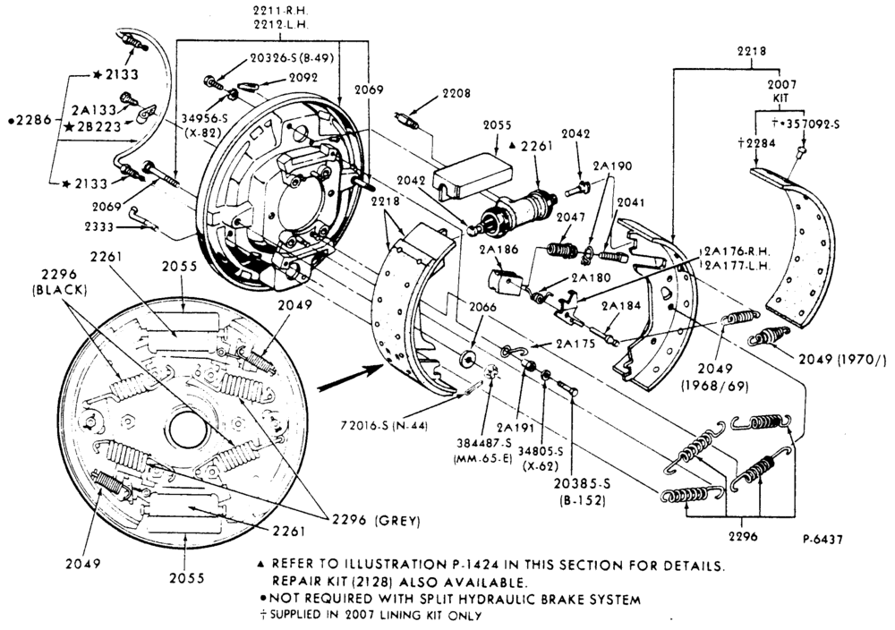 BRAKE SYSTEMS-Rear brakes (self-adjusting-hydraulic) - 15" x 5" Kelsey Hayes-F-FT700/800