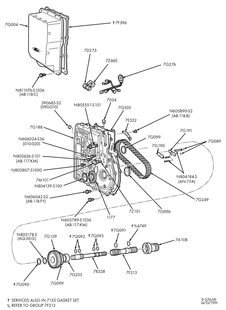 AUTOMATIC TRANSMISSION-INTERNAL PARTS - Chain cover & related parts - 6 cyl. 3.8L-TW