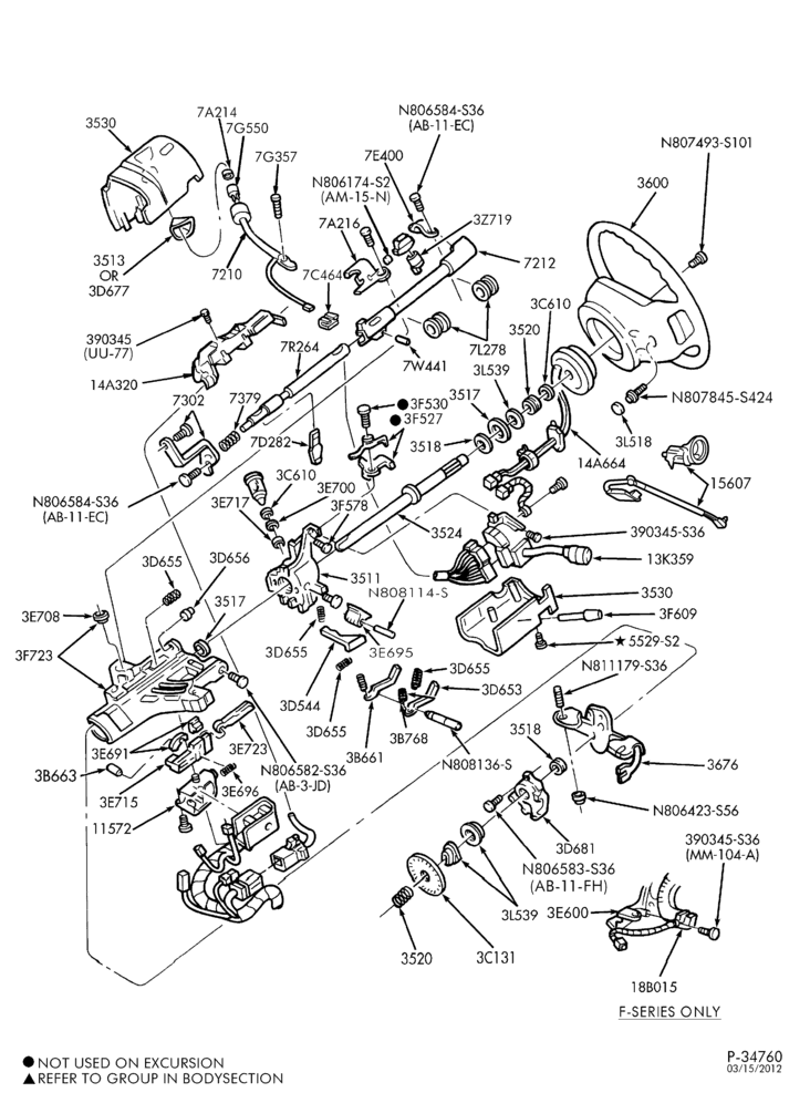 AUTOMATIC TRANSMISSION-EXTERNAL PARTS - Steering column & shift control - tilt wheel - Page A-L1