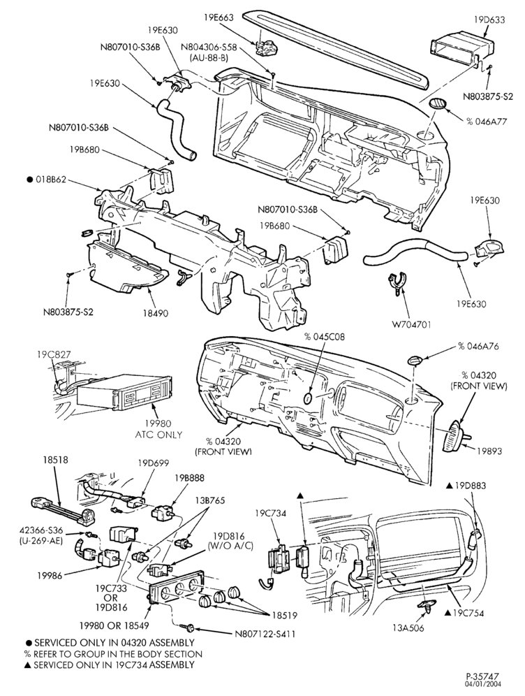 195 - HEATERS-Controls & ducts - passenger compartment - integral A/C & ATC-B