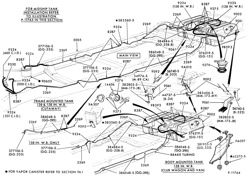 90 - 8 CYL. 7.5L (460 C.I.D.)-GAS-E250/350-w/aft axle tank