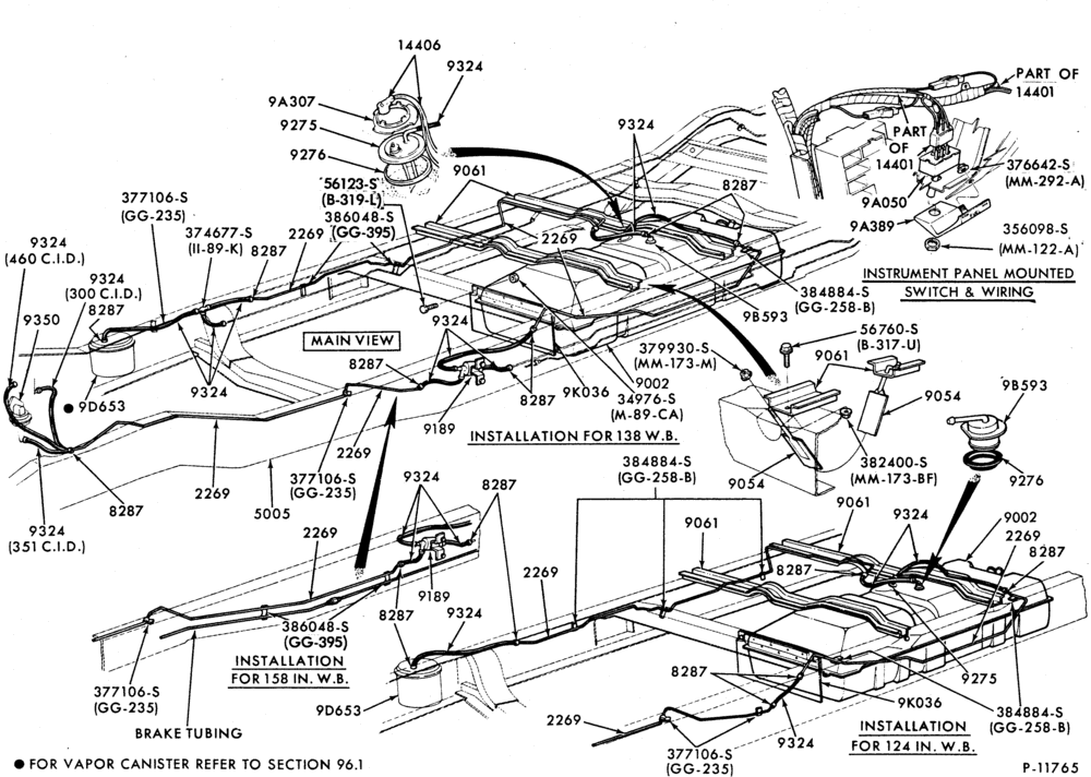 90 - 8 CYL. 5.8L (351 C.I.D.)-W-GAS-E100/350-midship tank w/ev/em