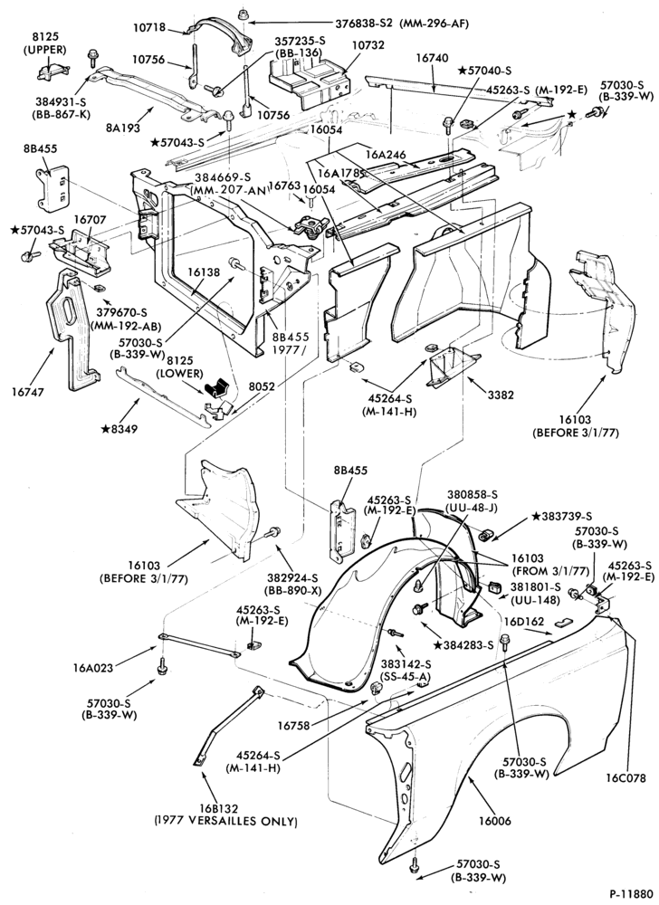 160 - FENDERS AND HOODS-Fender and apron sheet metal