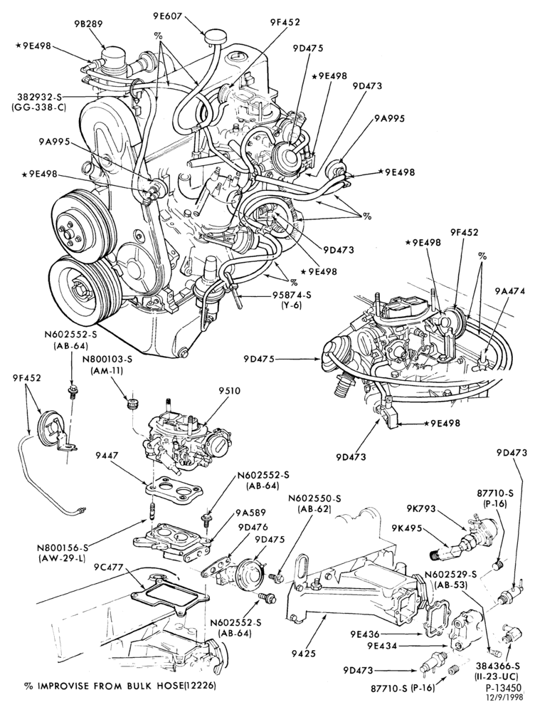 94.4 - 4 CYL. 2.3L (140 C.I.D.)-Emission system- w/high altitude carb.