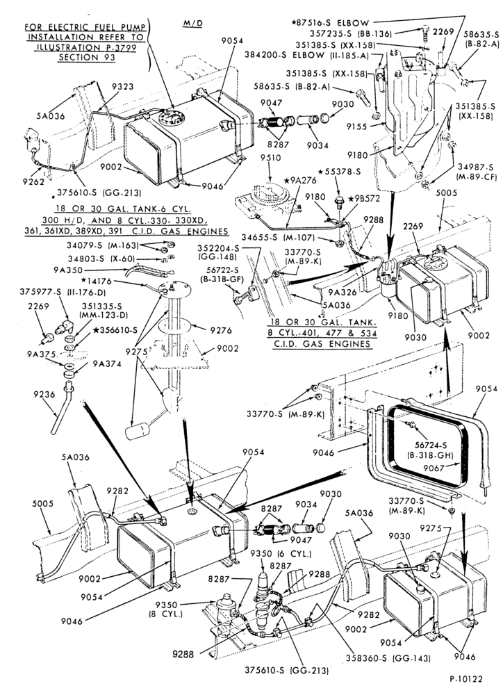 90 - 8 CYL. 7.8L, 8.8L (477, 534 C.I.D.) GAS-C-CT900-w/18 or 30 gallon rectangular L.H. frame mounted tank-without ev/em