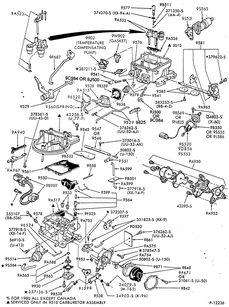 95 - 6 CYL. 3.8L (230 C.I.D.)-Carburetor - Ford 2/B