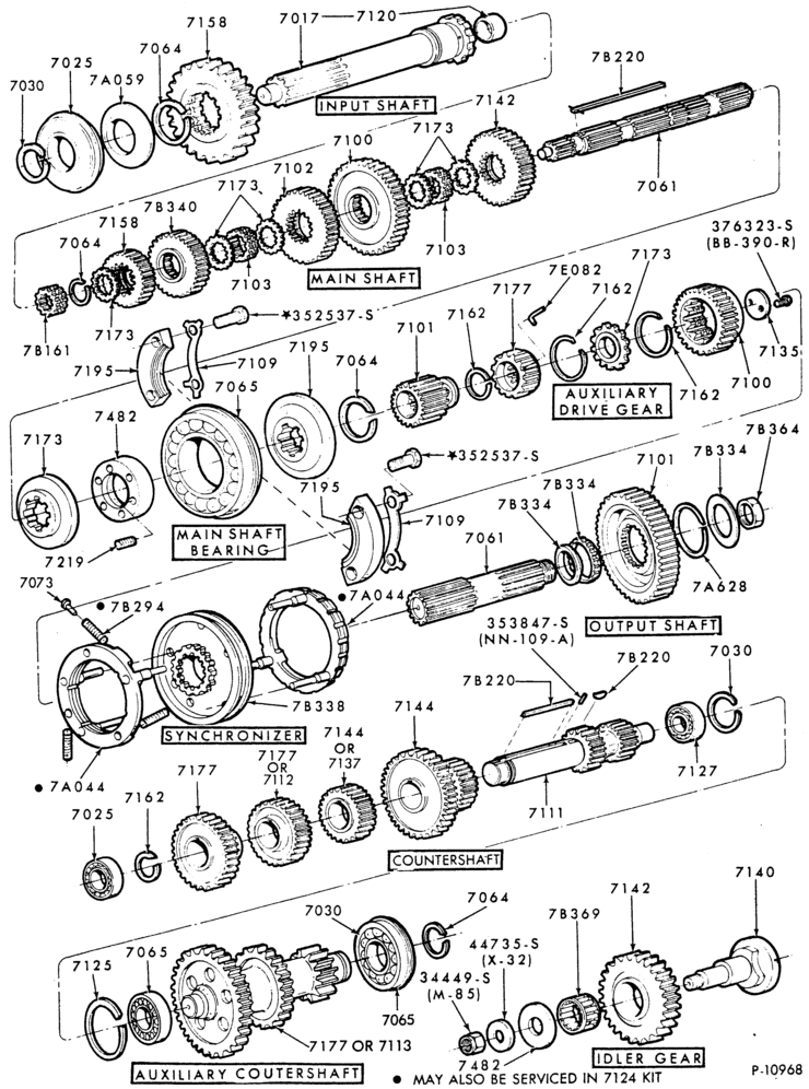 70.13 - INTERNAL PARTS-13 speed - Fuller RT6613 - case - gear train - Page B-FT800/900