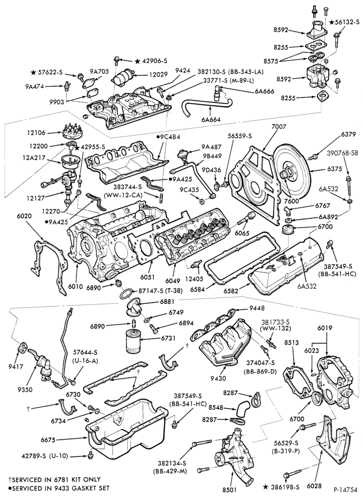 60.1A - 8 CYL. 7.0L GAS - EXC. MFI-Cylinder block & related parts - external-F-FT600/900
