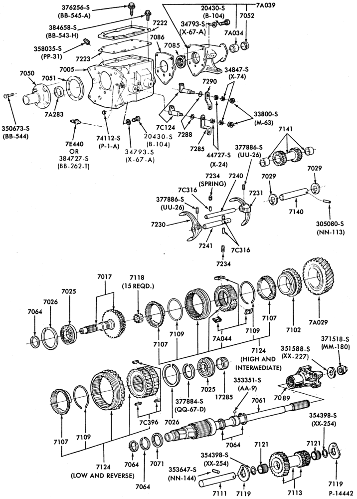 70.3 - INTERNAL PARTS-3 speed M/T - Ford 303-E100/350