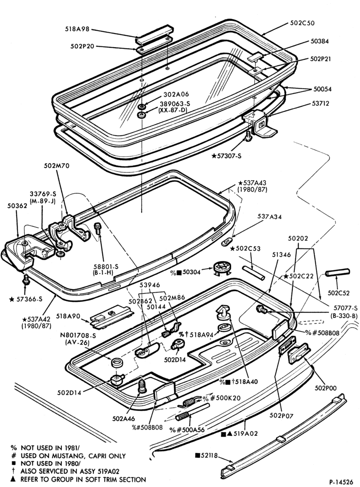 530 - LIFT/TAILGATE, LUGGAGE & BACK WINDOW-Sliding roof - flip-up removable