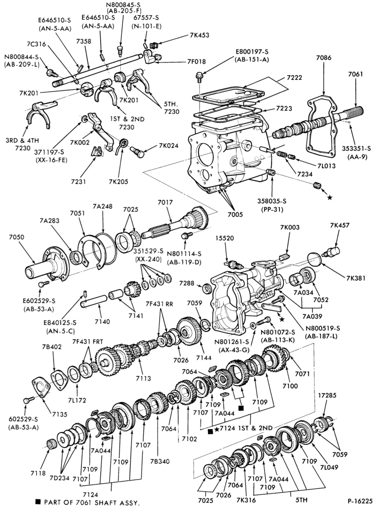 70.5 - INTERNAL PARTS-5 speed manual trans. - Ford (RAP)-5/S