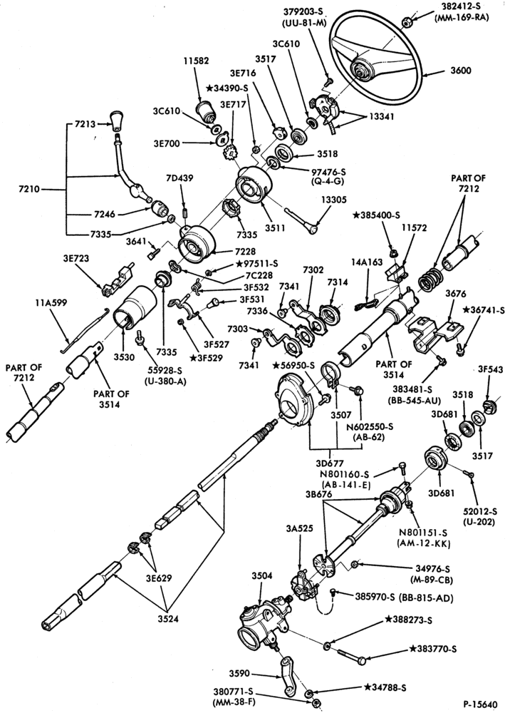 72 - GEARSHIFT MECHANISM-Steering column - 3 speed M/T-F100/350