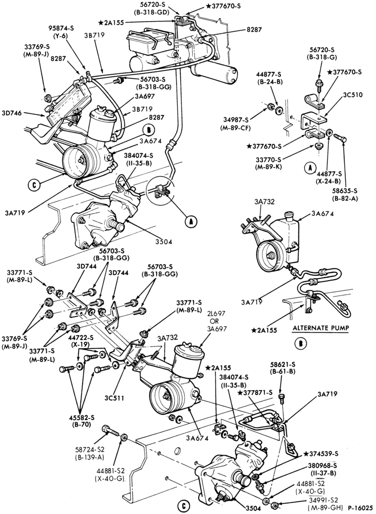 STEERING WHEEL AND COLUMN-System - 8 cyl. 6.1L & 7.0L gas - with split hyd. brakes, without A/C & with engine mounted oil cooler-F-FT700/800
