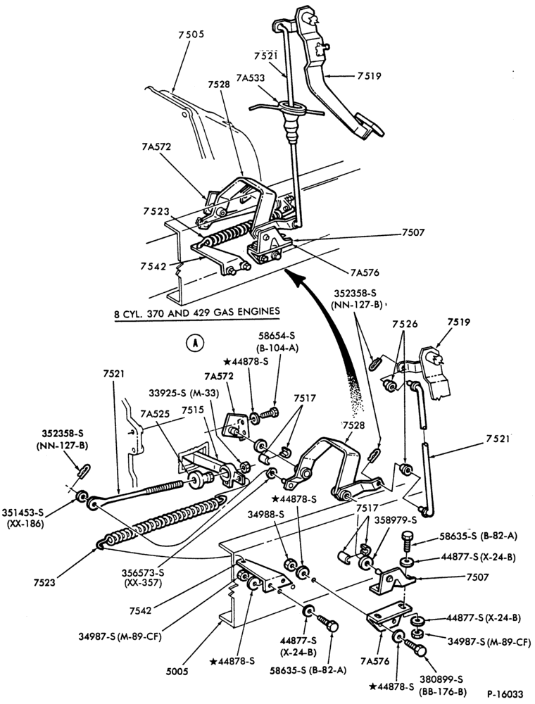 75 - EXTERNAL PARTS-CLUTCH and BRAKE PEDAL PARTS - Clutch pedal linkage - 8 cyl. 6.6L and 7.0L gas-F-FT600/900