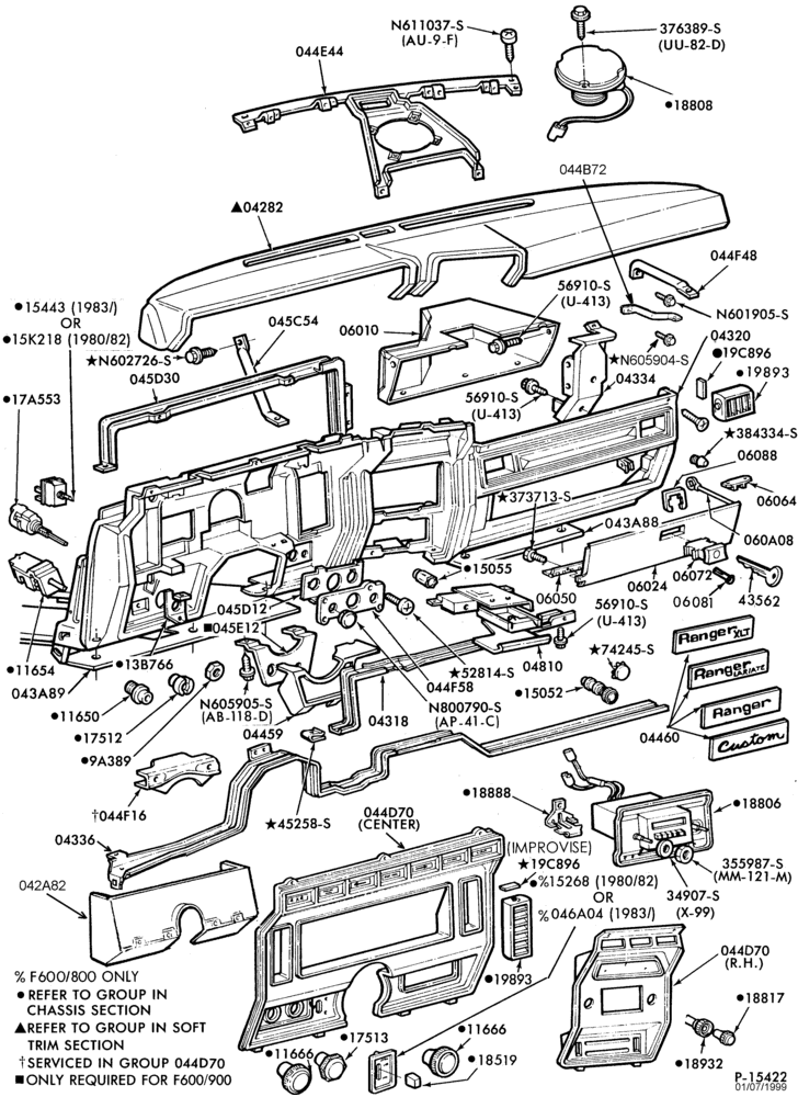 030 - INSTRUMENT PANEL-Instrument panel and pad-F100/350