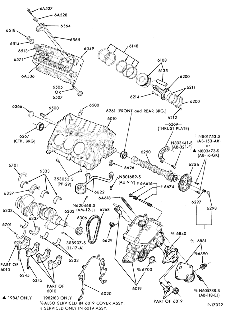 60 - 6 CYL. 3.8L (230 C.I.D.)-Cylinder block- internal parts