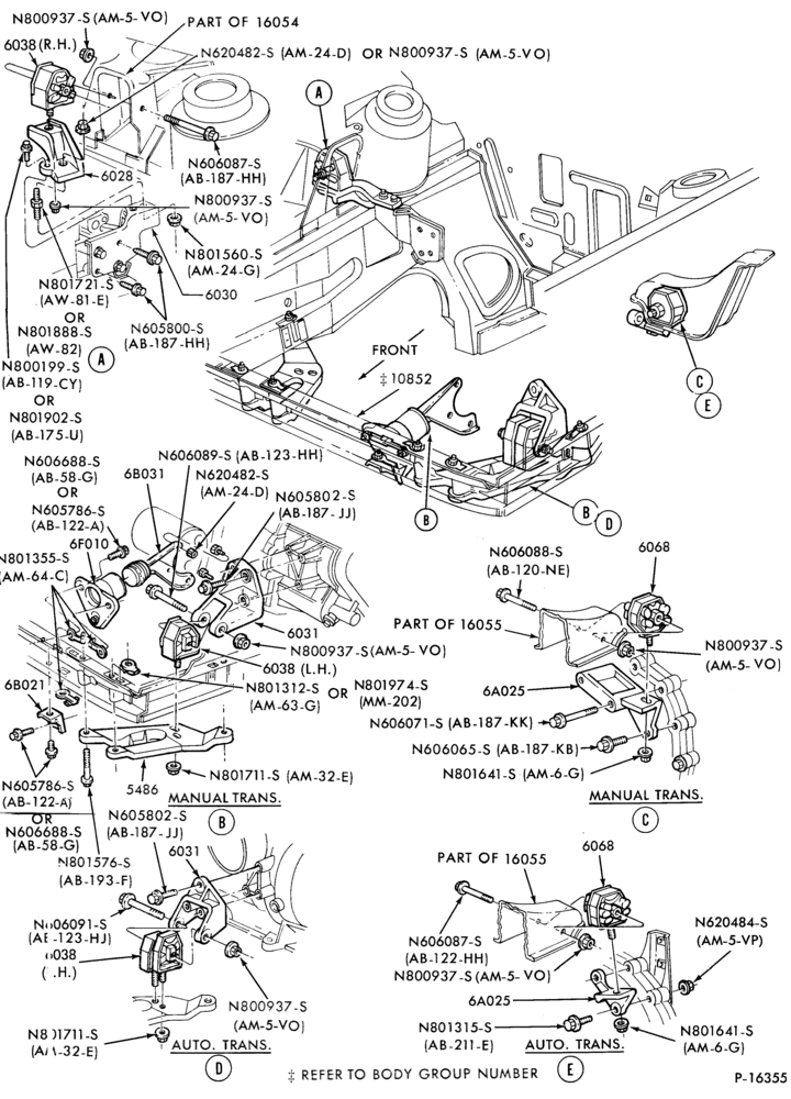 60.1 - 4 CYL. 1.6L (98 C.I.D.)-Engine supports