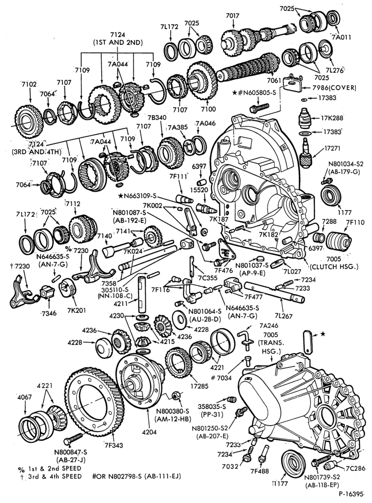 70.5 - INTERNAL PARTS-4 speed transaxle - shift forks, pivot shaft and related parts-4/S