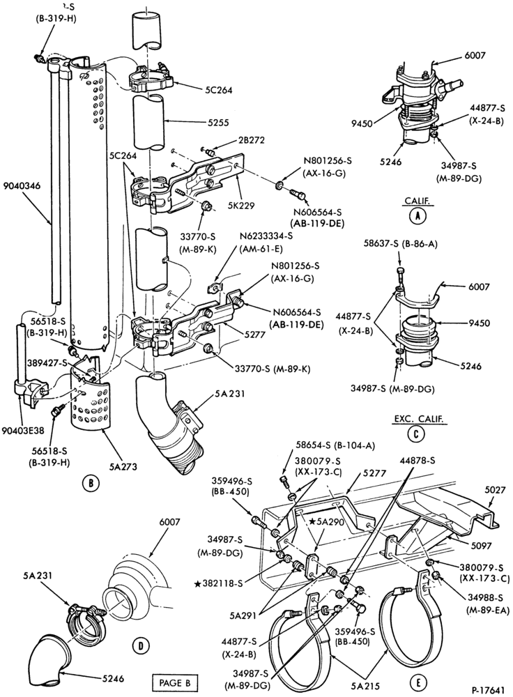 EXHAUST SYSTEM-8 cyl. 501 (990) Det. Diesel - Body Type 81 (cab)- Page B-F-FT600/900