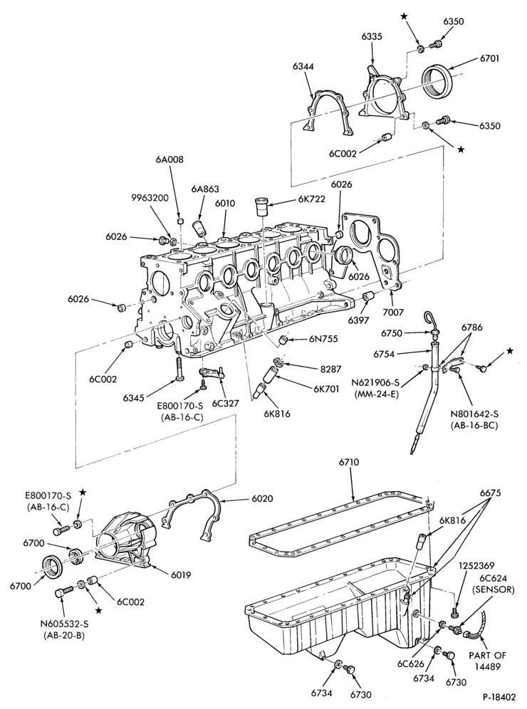60 - 4 CYL. 2.3L (140 C.I.D.) - OHC-Cylinder block- covers & pan