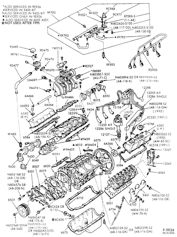 60 - 6 CYL. 3.0L (183 C.I.D.) - EXC. SHO-Cylinder block- external parts