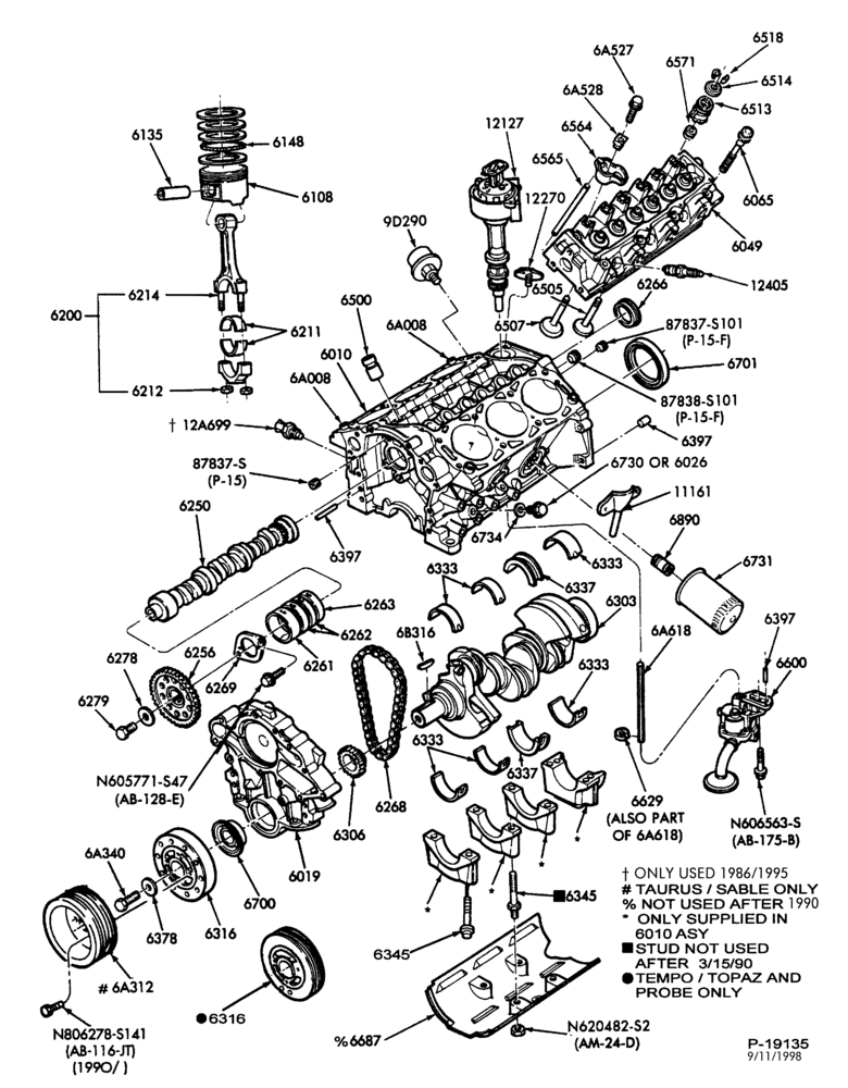 60.2A - 6 CYL. 3.0L-Cylinder block - internal parts-A