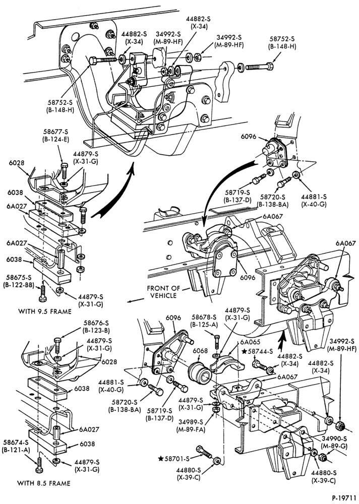6 CYL. 6.6L & 7.8L DIESEL-ENGINE SUPPORTS - (front & rear)-F-FT600/900