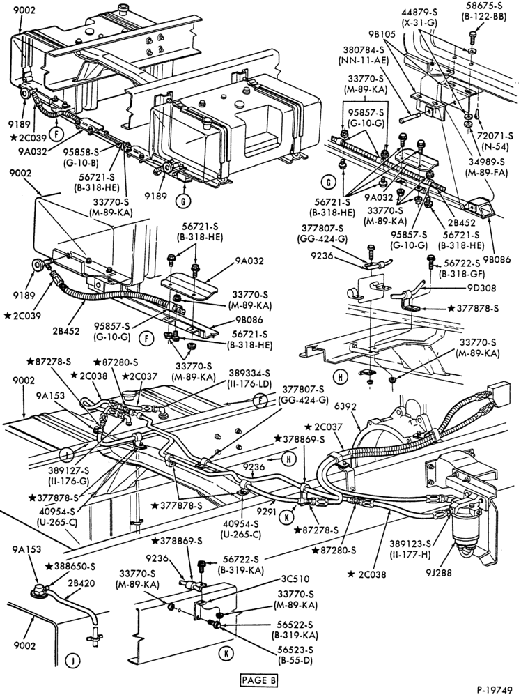 90 - 6 CYL. 6.6L & 7.8L DIESEL-Fuel line, filter installation-Page B