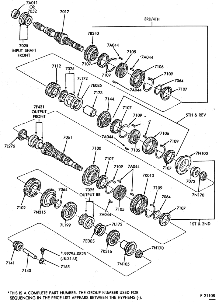 70.13 - INTERNAL PARTS-5 speed transaxle - gear train & related parts - exc. TC-5/S
