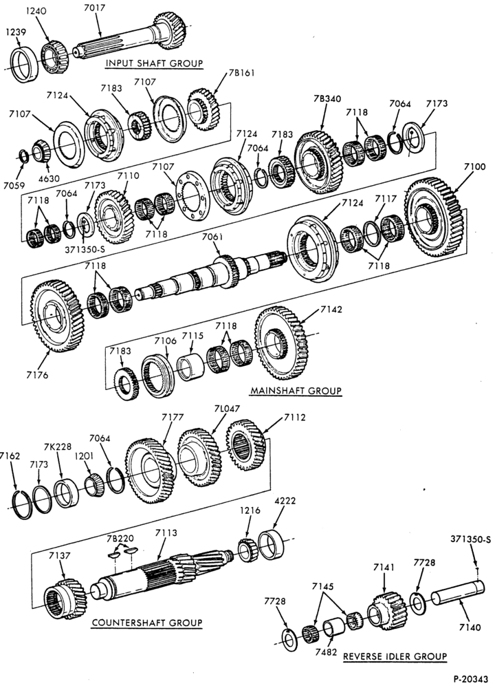 70.6 - INTERNAL PARTS-6 speed - Fuller FS-6106  - Fuller FS-5106 & 6206 - case- gear train - Page B-F-FT600/900