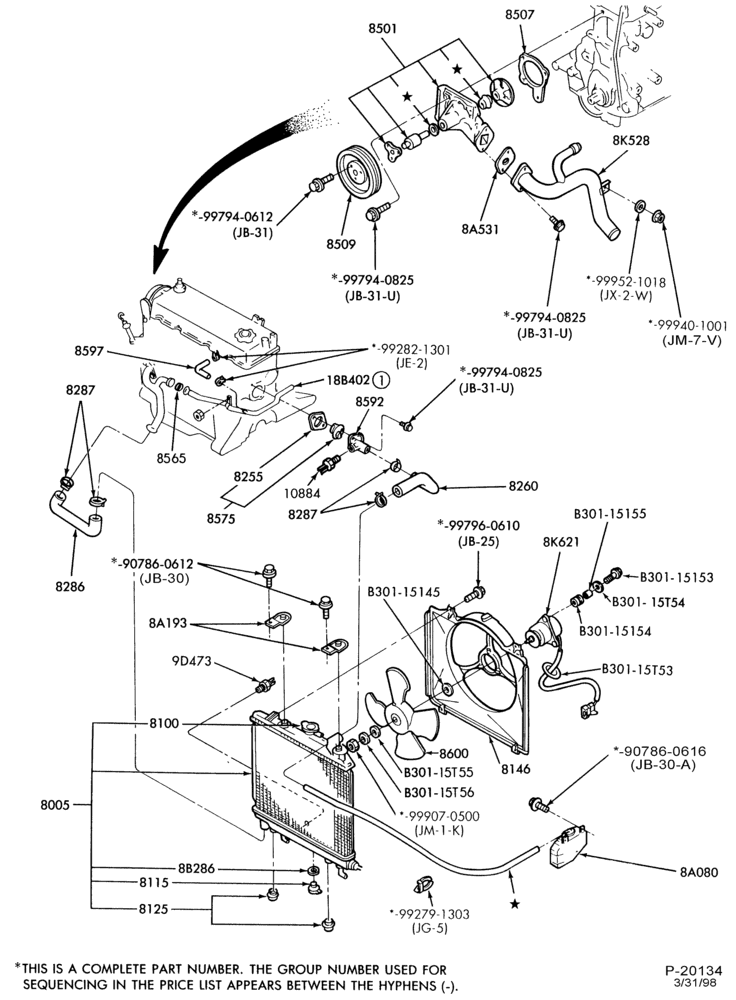 HEATER HOSES & TUBES-4 cyl. - 1.3L-BT - Page B