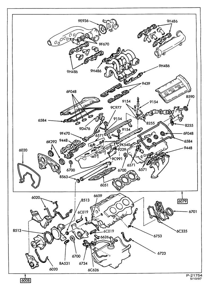 60 - 6 CYL. 3.0L (183 C.I.D.) - SHO-Engine gasket sets 6008 & 6009