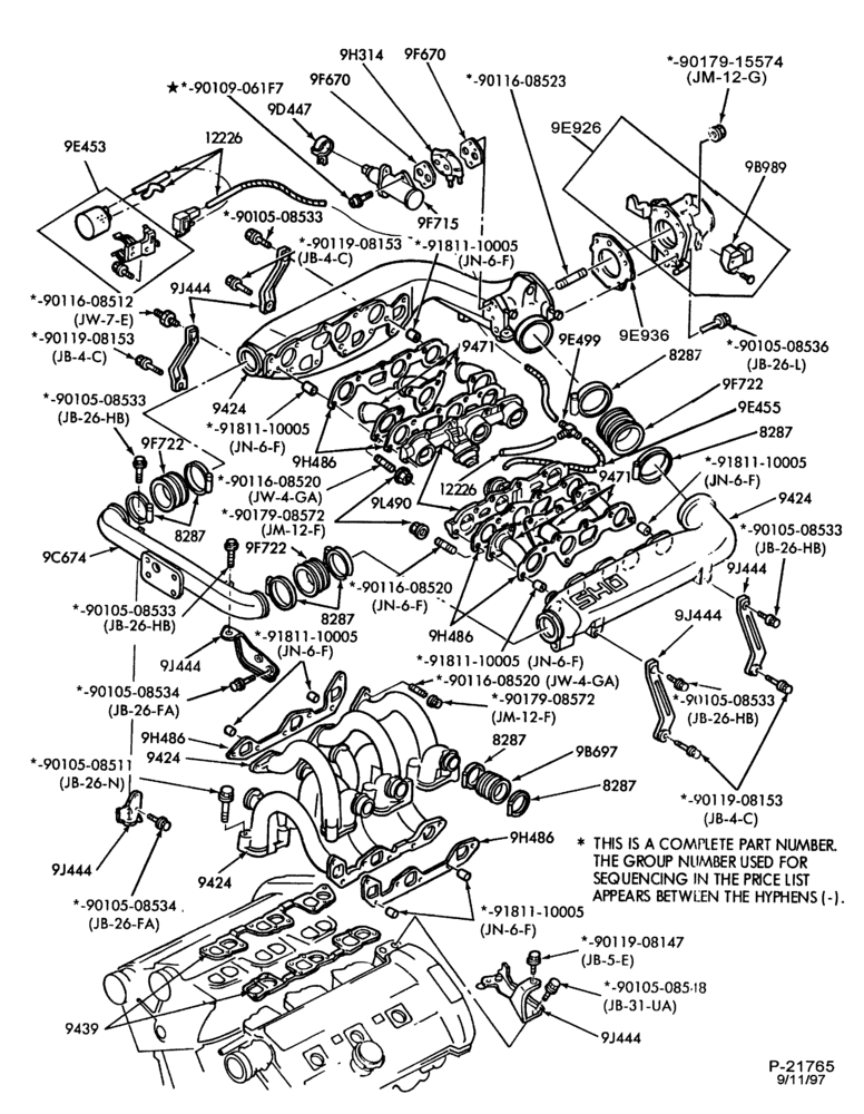 93 - 6 CYL. 3.2L - SHO-Manifold installation - intake
