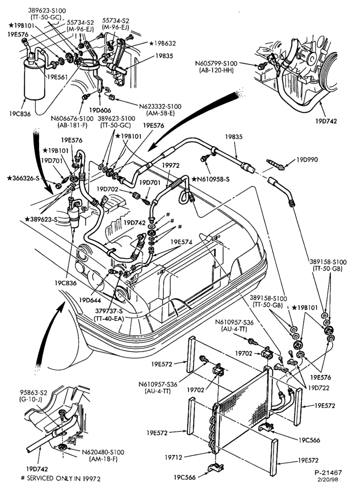 AC HOSES & TUBES-4 cyl. - 2.3L-B,MB