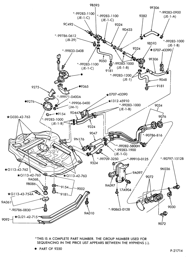 90 - 4 CYL. 2.2L (134 C.I.D.)-Fuel system- Tank installation