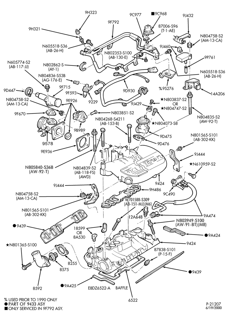 93 - 6 CYL. 3.8L (230 C.I.D.)-Manifold and related parts- intake