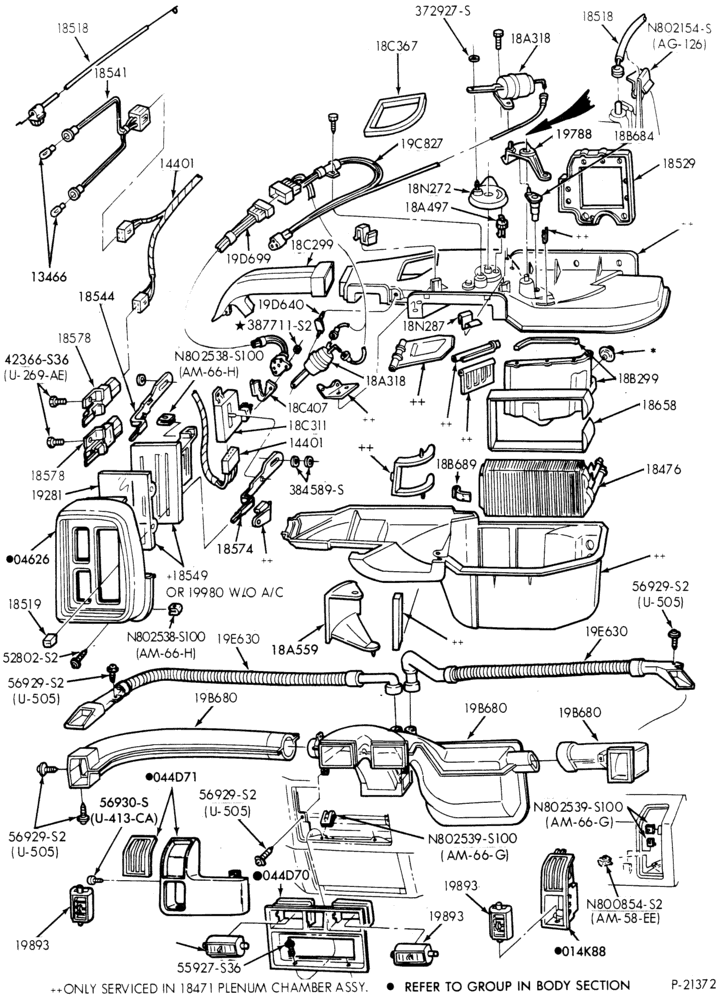 195 - AIR CONDITIONING-Bezels, controls & ducts - integral - auxiliary - front-A