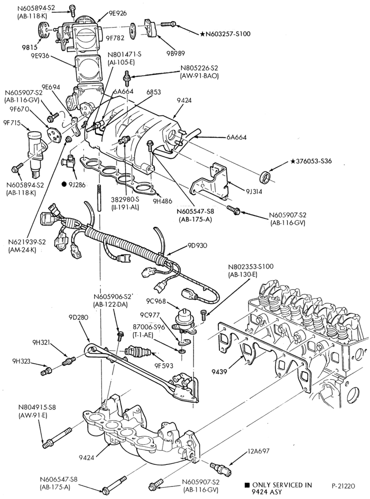 93 - 4 CYL. 2.3L (140 C.I.D.) HSC-injectors & wiring