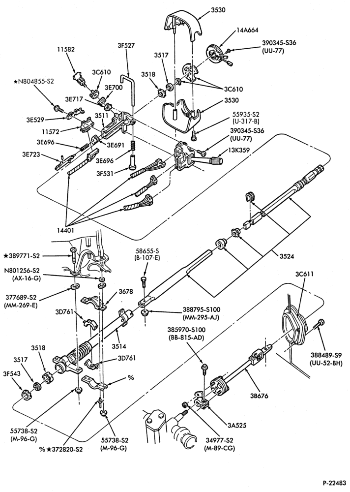35 - STEERING-Steering column - floor shift - fixed wheel