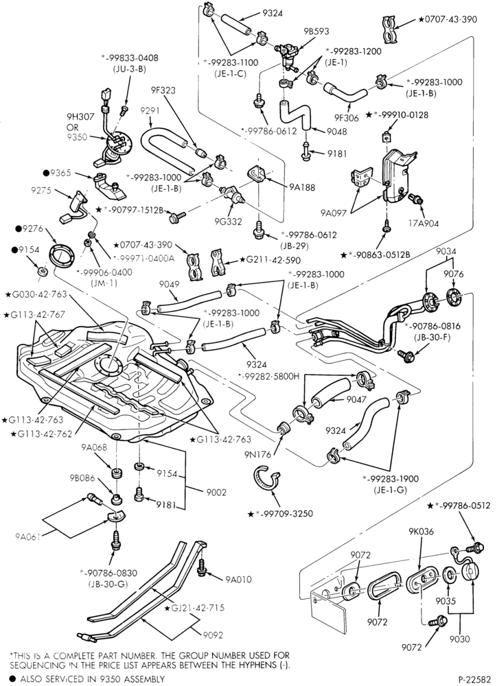 90 - 4 CYL. 2.2L-Fuel system - tank installation