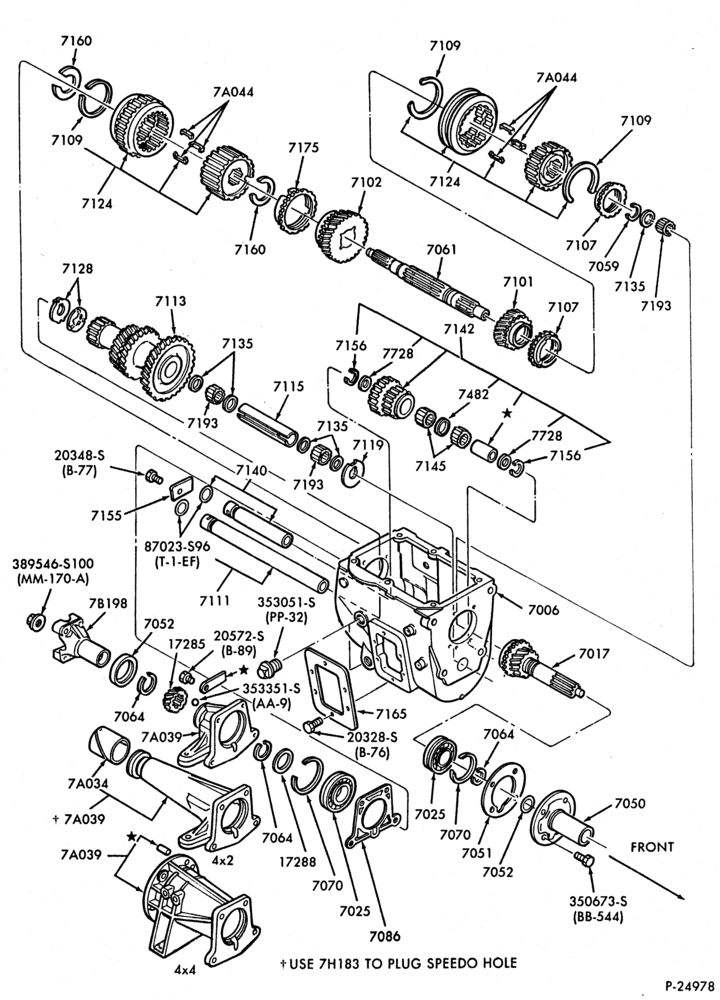 70.4 - INTERNAL PARTS-4 speed M/T - Warner Gear T18-U150