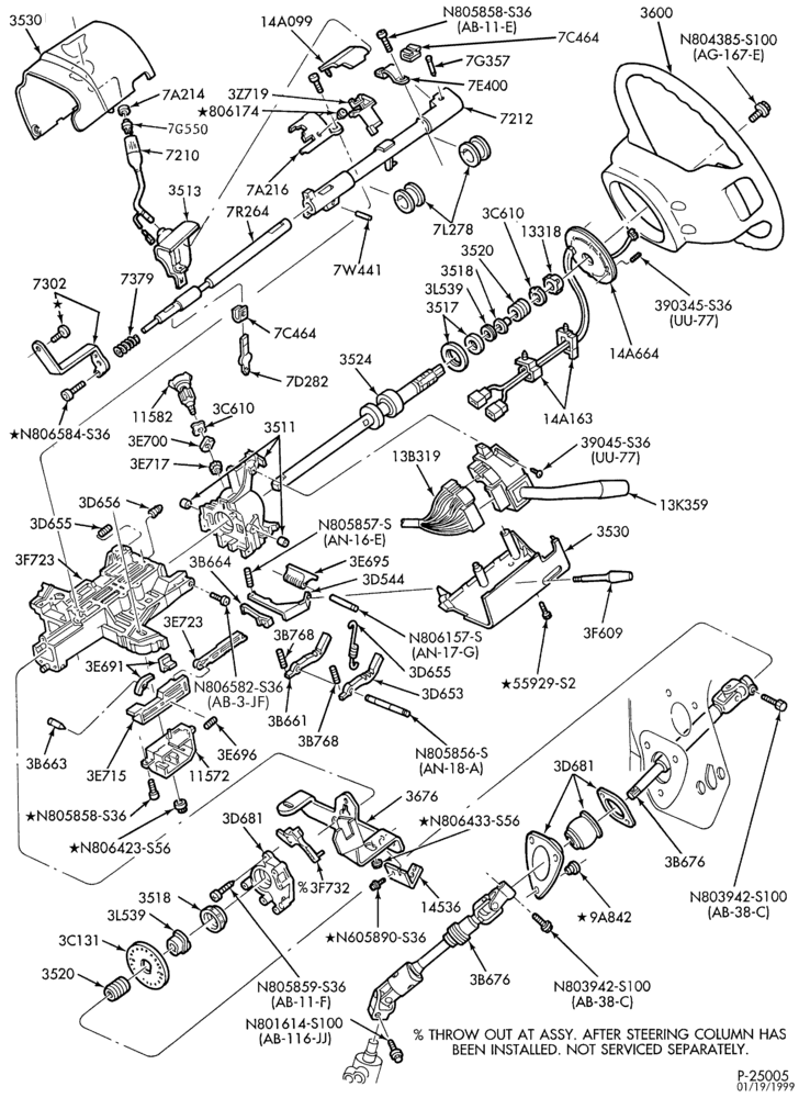 AUTOMATIC TRANSMISSION-EXTERNAL PARTS - Steering column - column shift - tilt wheel-A