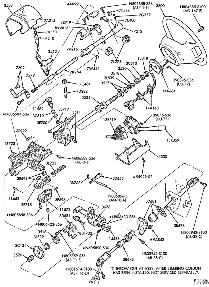 AUTOMATIC TRANSMISSION-EXTERNAL PARTS - Steering column - column shift - fixed wheel-A