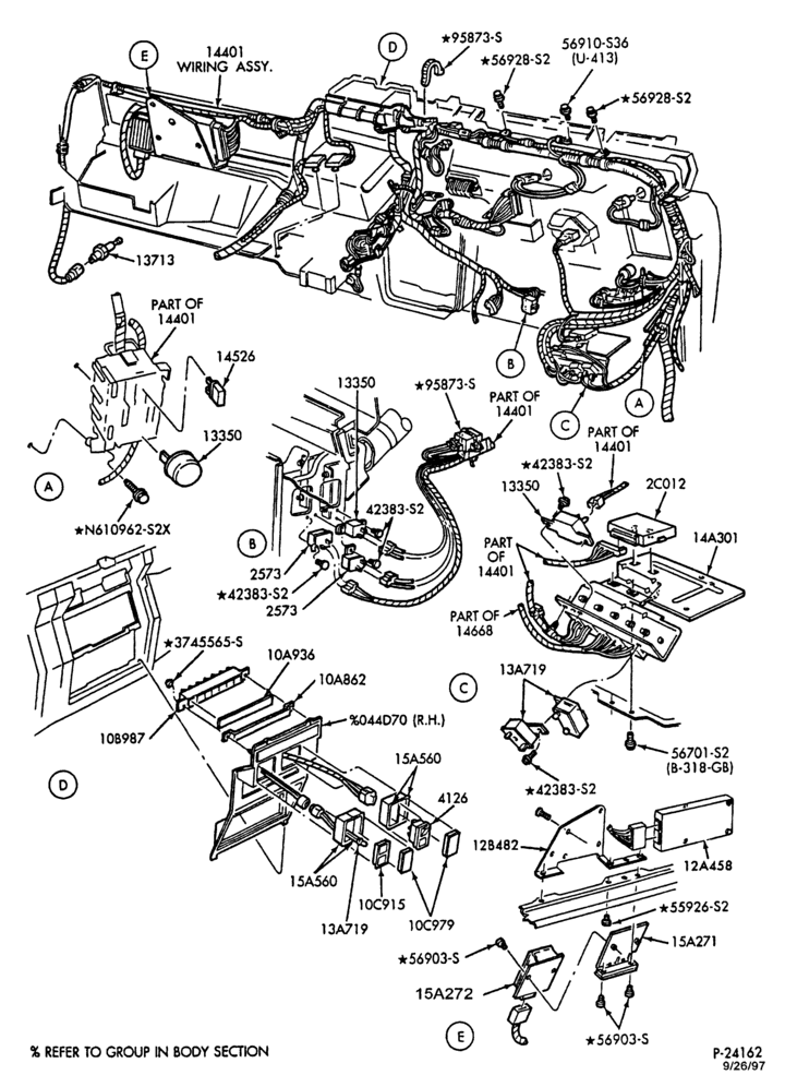 STARTER, IGNITION AND HEADLAMP SWITCHES-Warning indicator panel - body type 81