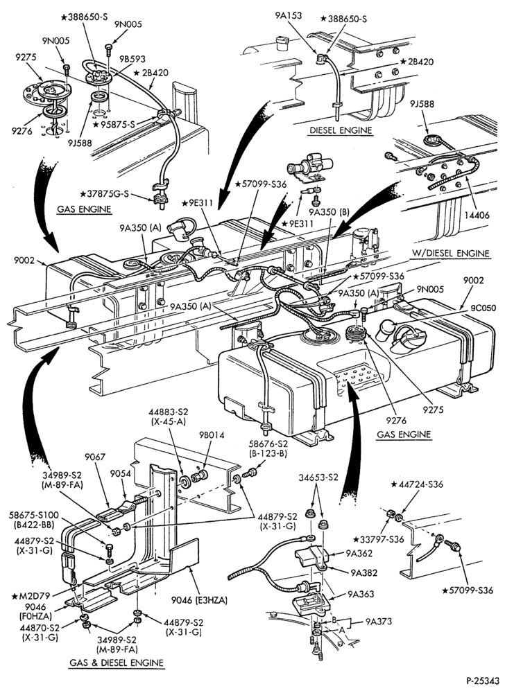 90 - AIR CLEANER, CHOKE, ACCEL, SPEED CONTROL-Fuel system & related parts - 50 gallon rectangular center step - low profile tanks