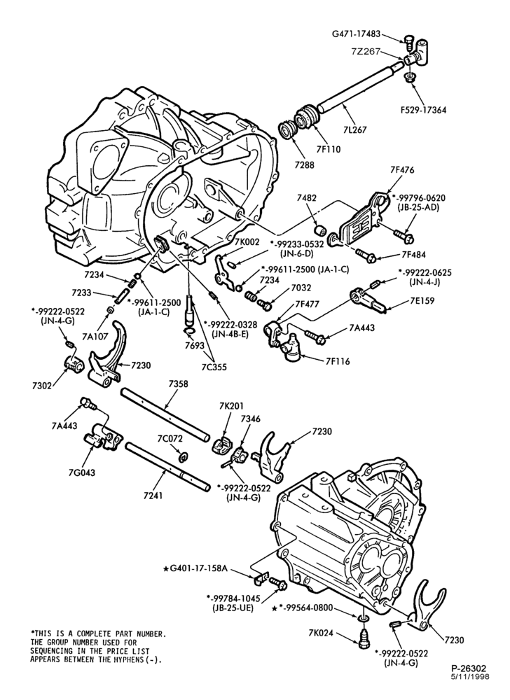 70.20 - INTERNAL PARTS-5 speed transaxle - shift forks, rods and related parts-5/S