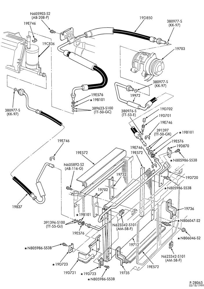 AIR CONDITIONING-Condenser & hoses - integral - 6 cyl. 2.9L-B