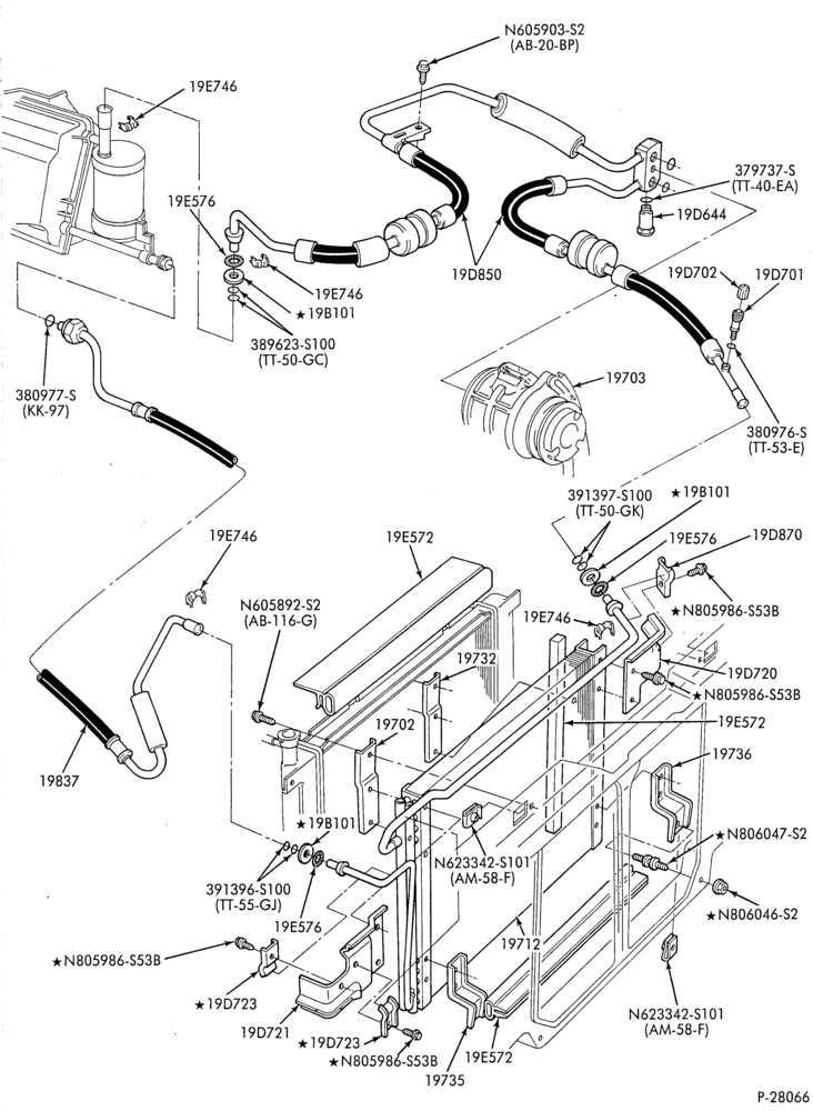 AIR CONDITIONING-Condenser & hoses - integral - 6 cyl. 4.0L-R