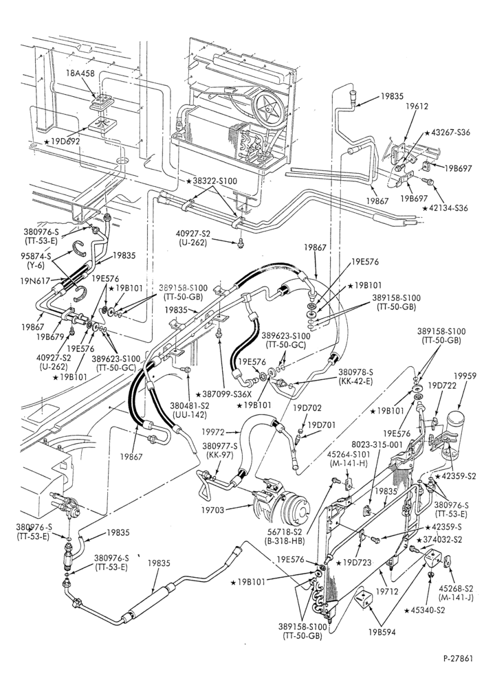 AC HOSES & TUBES-8 cyl. - 6.9L - w/aux. A/C-E